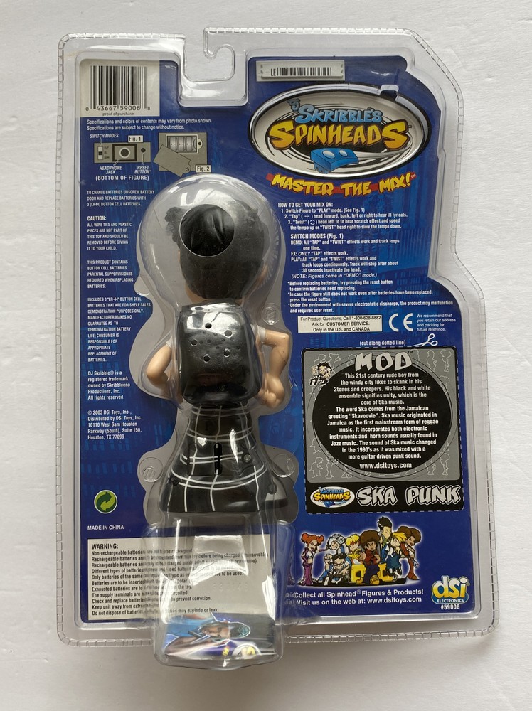 DJ Scribble’s Spinheads Mod Ska-Punk Joystick Figure DSI Electronics 2003 #59008