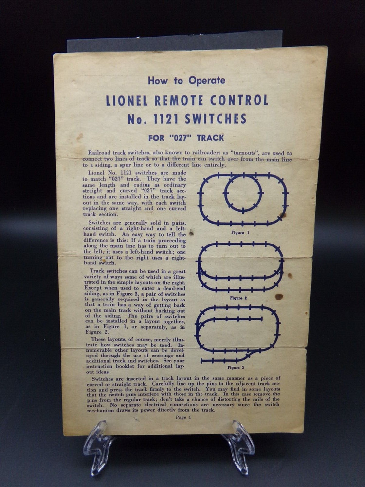 Lionel Model Train #1211 Operational Booklet