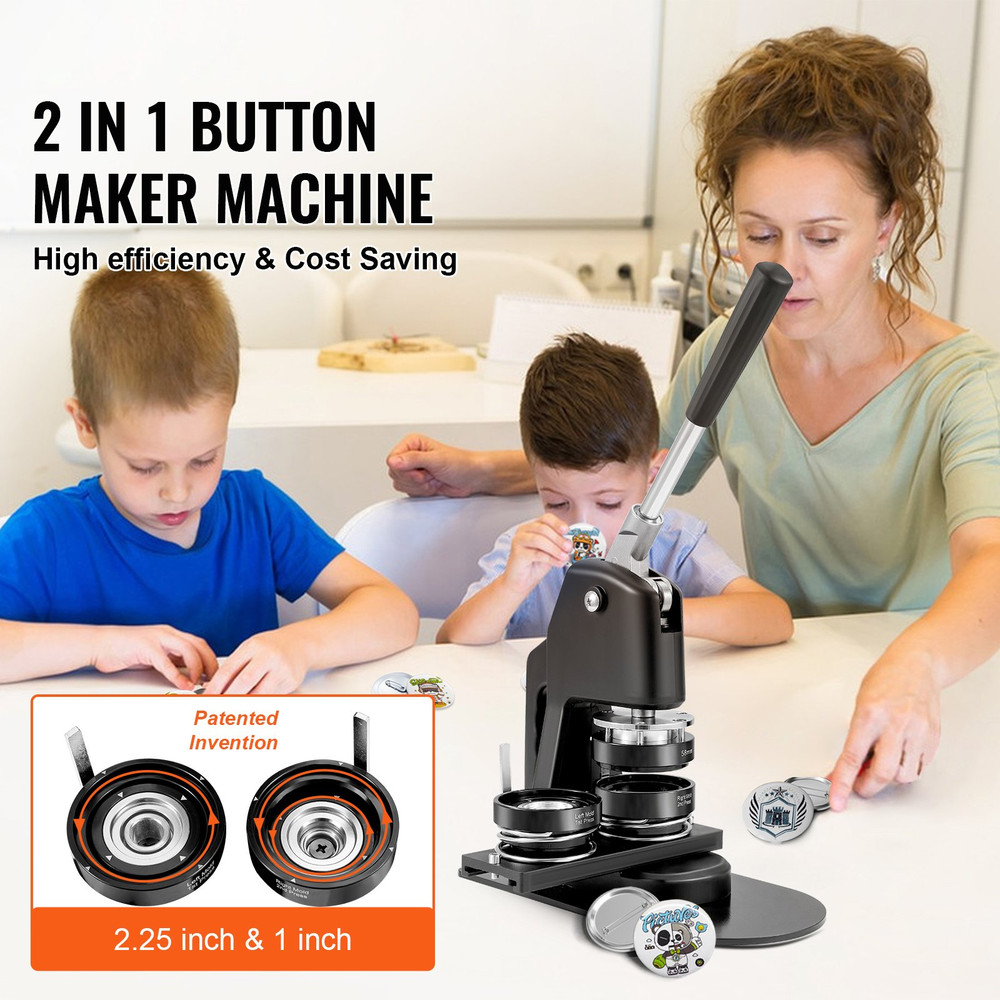 1" + 2.25" Button Maker Kit 500PCS Badge Press w/Cutter
