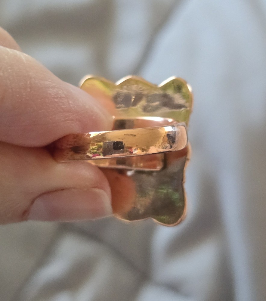 Black Onyx Square Grid Pattern Ring In Copper