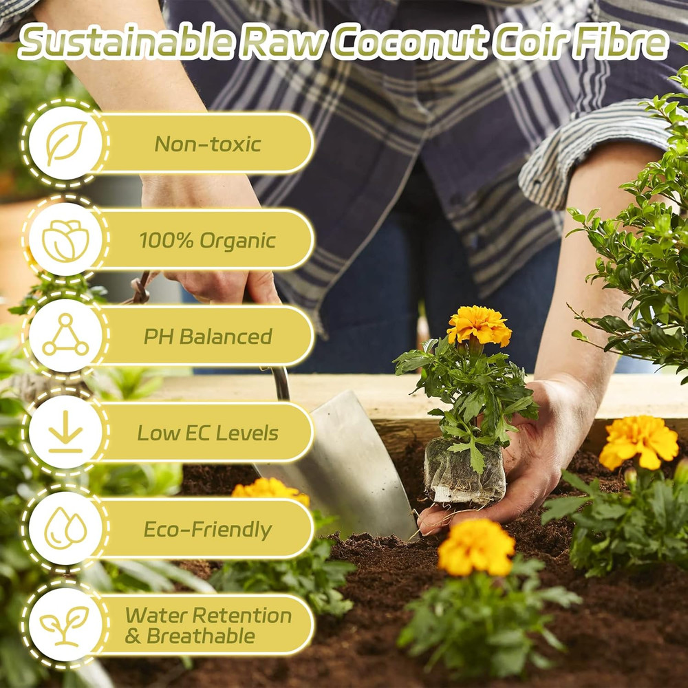 Pack of 1 Organic Coco Coir Bricks- 100% Natural Compressed Coco Peat Brick Coco