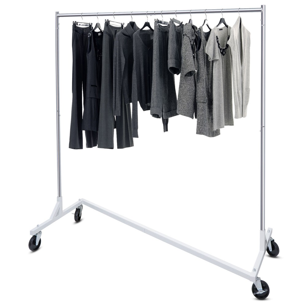 Z-Base Rolling Clothing Rack Movable Rack Clothes Organizer Saving Space
