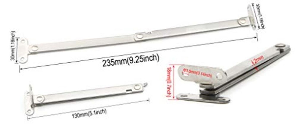Furniture Cupboard Stainless Steel Rotatable Folding Lid Support Hinge Silver