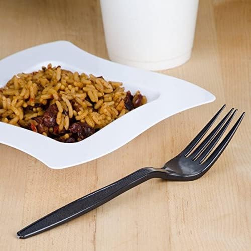 Individuanlly Wrapped Heavy Weight Plastic Fork (FORK, 100, BLACK)