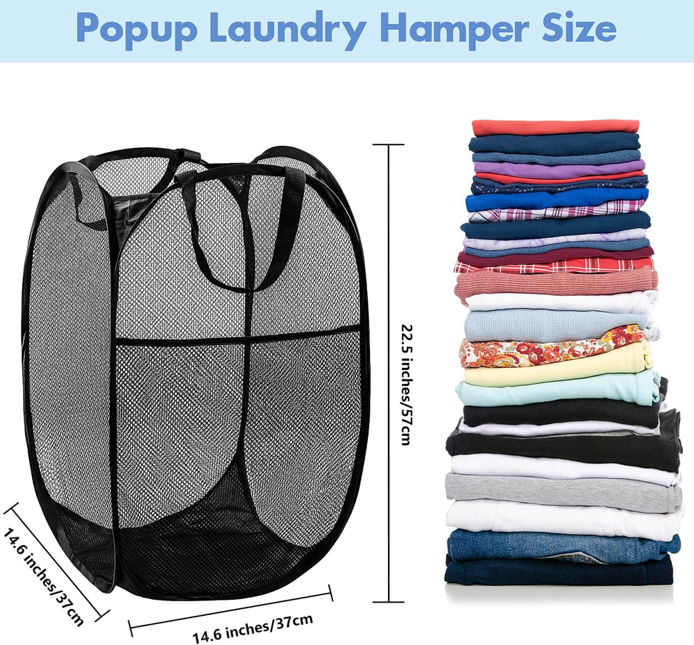 Pop Up Hamper, 1 PCS Mesh Pop Up Laundry Hamper, Foldable Mesh Laundry Basket...