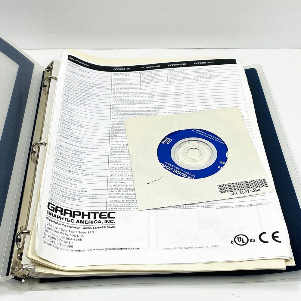 Graphtec FC7000 Series Cutting Pro User Manuals and Software Disc