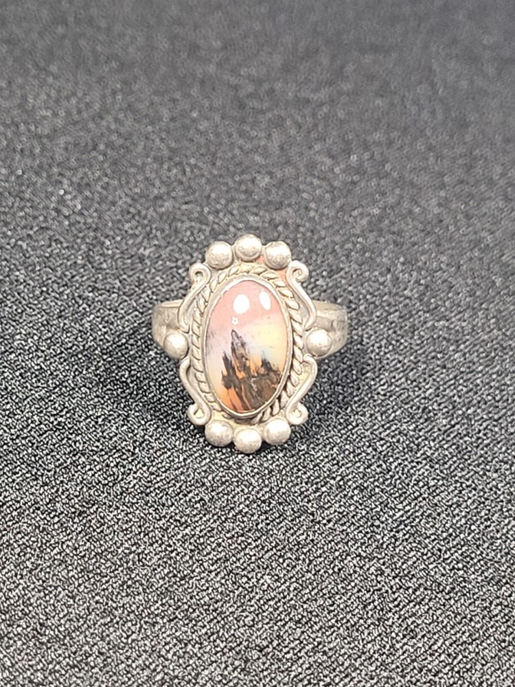 Sterling Silver Bell Trading Post Agate Ring I-12782