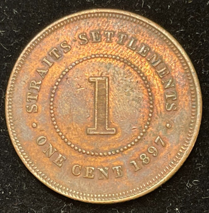 1897 Strait Settlement One Cent Coin Better Grade
