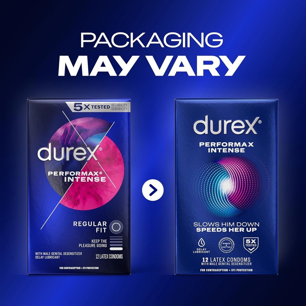 Durex Performax Intense Ribbed & Dotted Condoms, 12 Count
