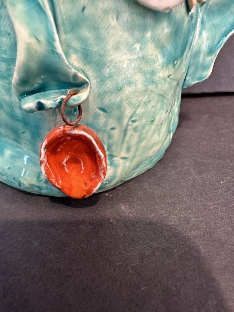 Art pottery planter whimsical face signed Sheila