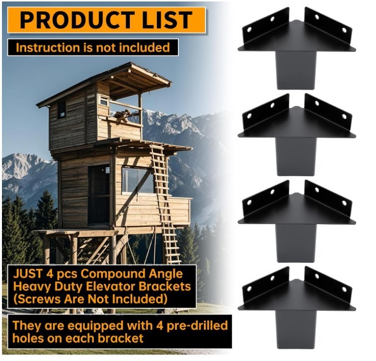 Deer Stand Brackets 4x4 Deer Blind Brackets,4Pcs Compound Angle Platform Bracket