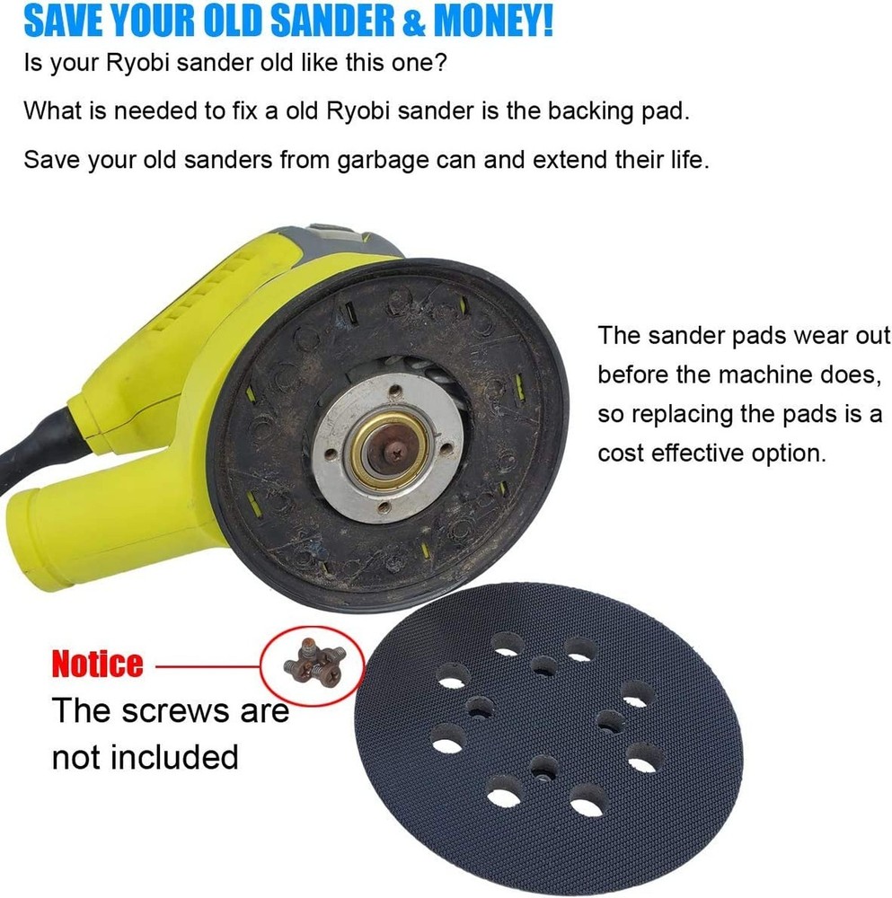 5 Inch Hook and Loop Orbital Sander Pads Universal Replacement 2 Pack Set NEW