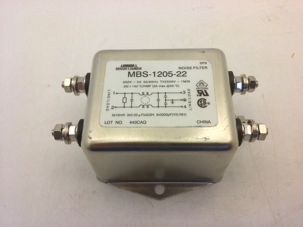 DENSEI LAMBDA MBS-1205-22 NOISE FILTER 5A 250VAC 50/60HZ NNB