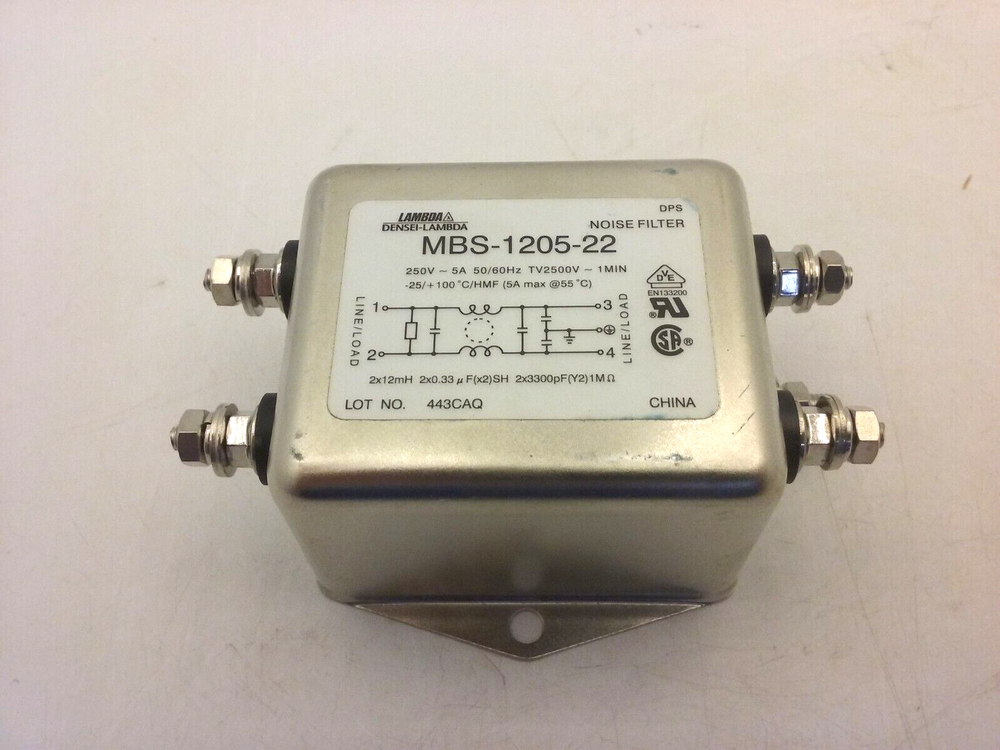 DENSEI LAMBDA MBS-1205-22 NOISE FILTER 5A 250VAC 50/60HZ NNB