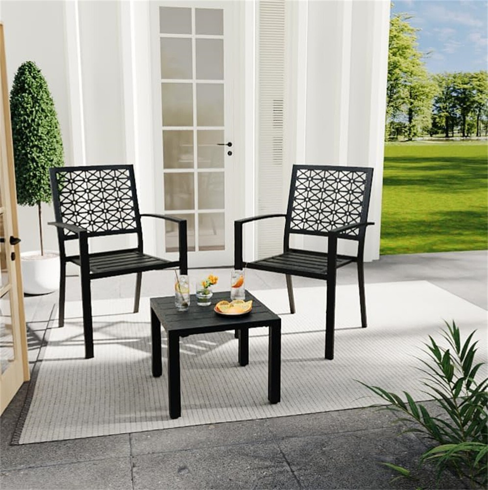 Outdoor Bistro Set Stackable Metal Square Table and Chairs Apartment