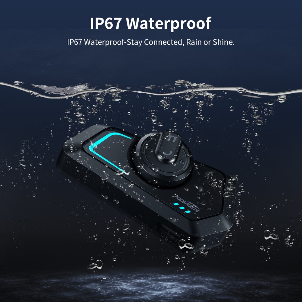 T1 Motorcycle Intercom Bluetooth Helmet Headset 2-way 1km Communication +Sticker