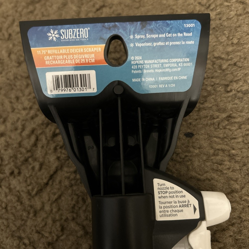 Subzero 11.75 “ Refillable Spray Bottle/Deicer Scrapper! Fast Shipping!