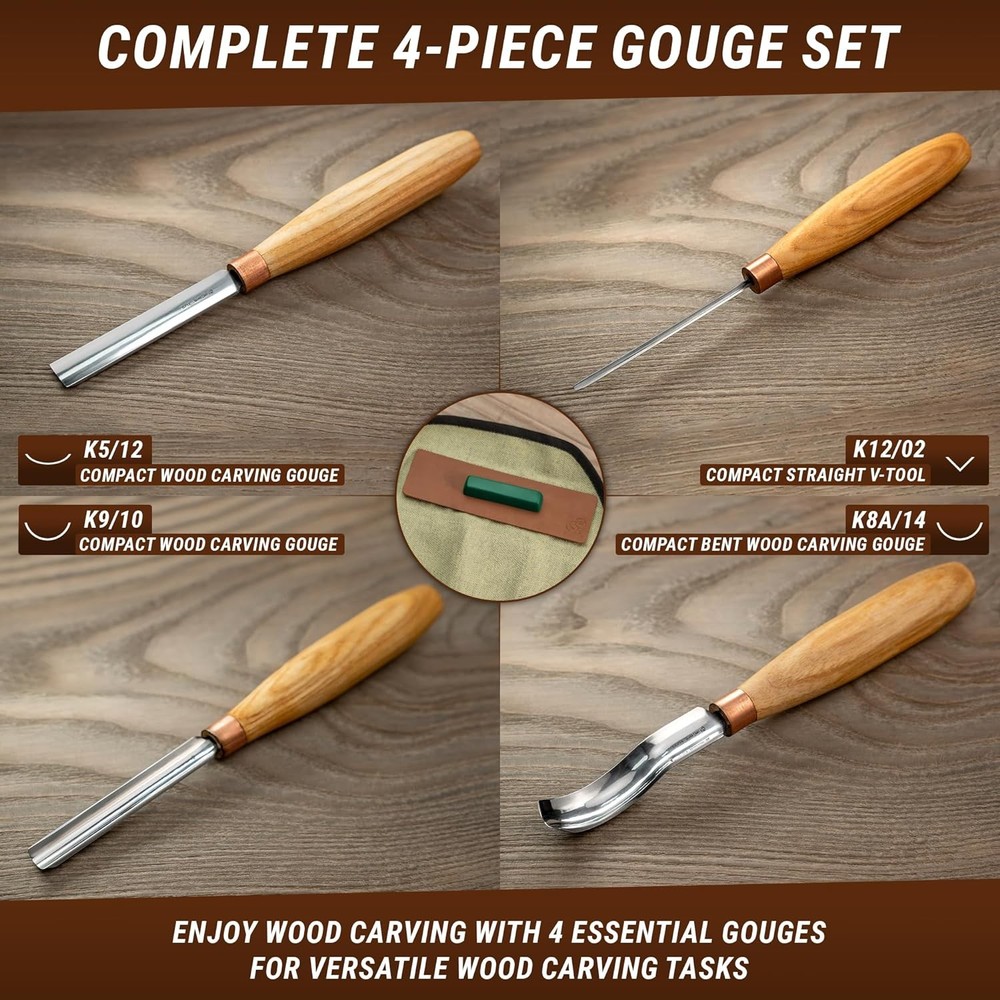 BeaverCraft Wood Carving Gouges Chisels Kit SC01 - Spoon Chisel Set