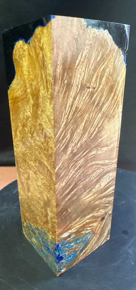 STABILIZED HYBRID GOLDEN TEAK BURL,KNIFE SCALE,TOOL HANDLE