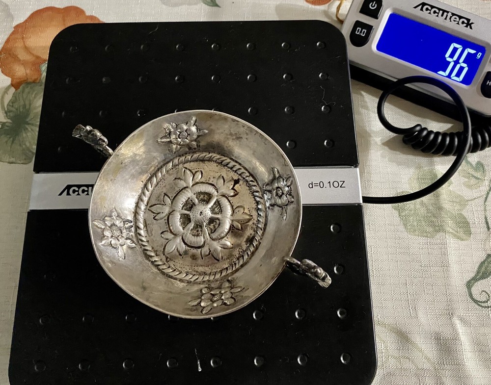 Serving Floral Bird Design German 800 Silver
