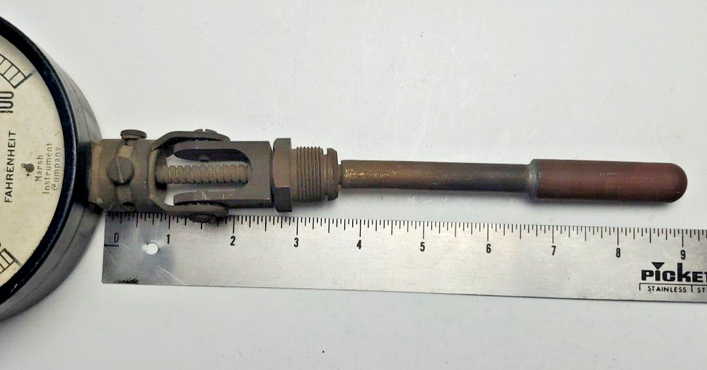 Marsh Instruments Fahrenheit Thermometer 0-100 Degrees Face 5" Adjustable Sensor