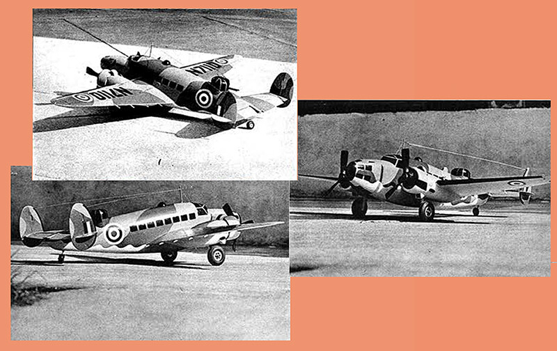 Model Airplane Plans (UC): LOCKHEED HUDSON 40" Scale Twin-Engine for .074-.19s