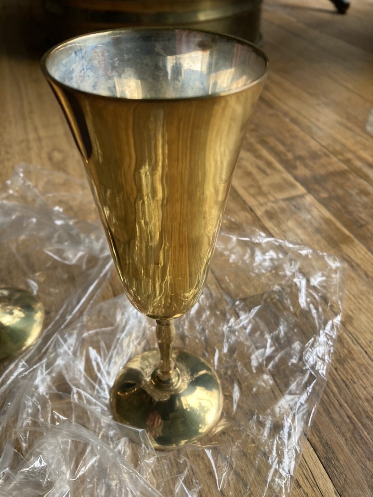 Vintage Brass Wine Goblets New