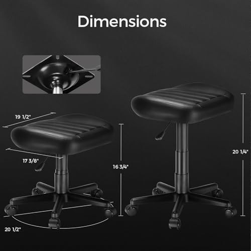 Multi-Use Stool, Height Adjustable Swivel Rolling Stool Chair W Wheels, Black