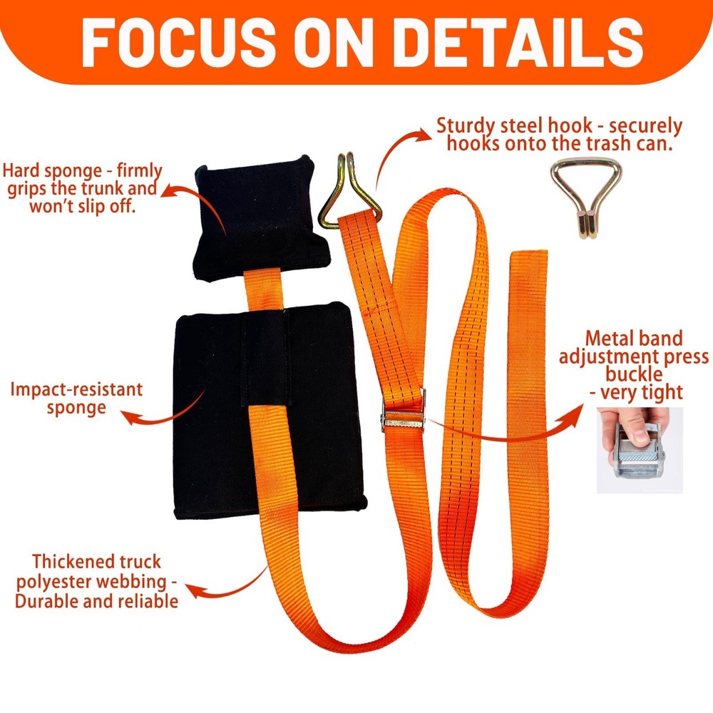【No-Hitch】 Trash Can Hauler Strap – Heavy-Duty Polyester Tra