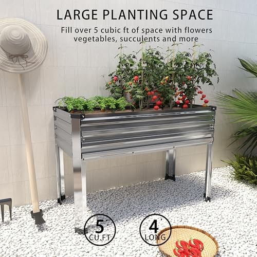 2PCS Galvanized Raised Garden Bed with Legs,2PCS 48×18×30in Silver(2PCS) Silver