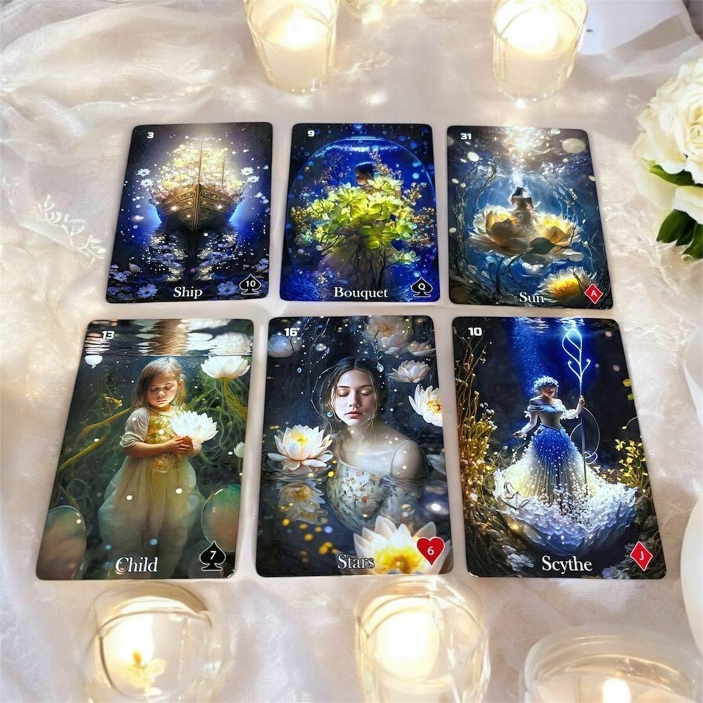 Elemental Lenormand Tarot & Oracle Card Deck with Mystical Night Art