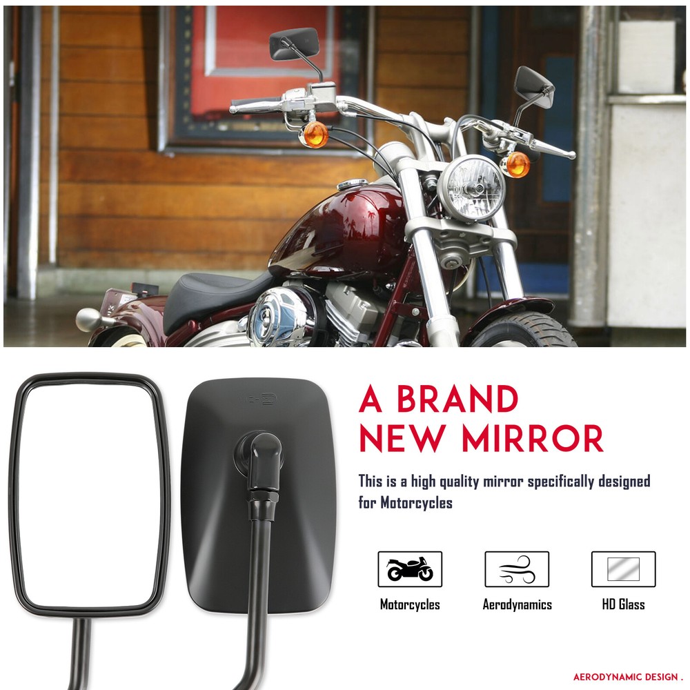For Honda Shadow Phantom 750 VT750C2B Black Rectangle Motorcycle Side Mirrors