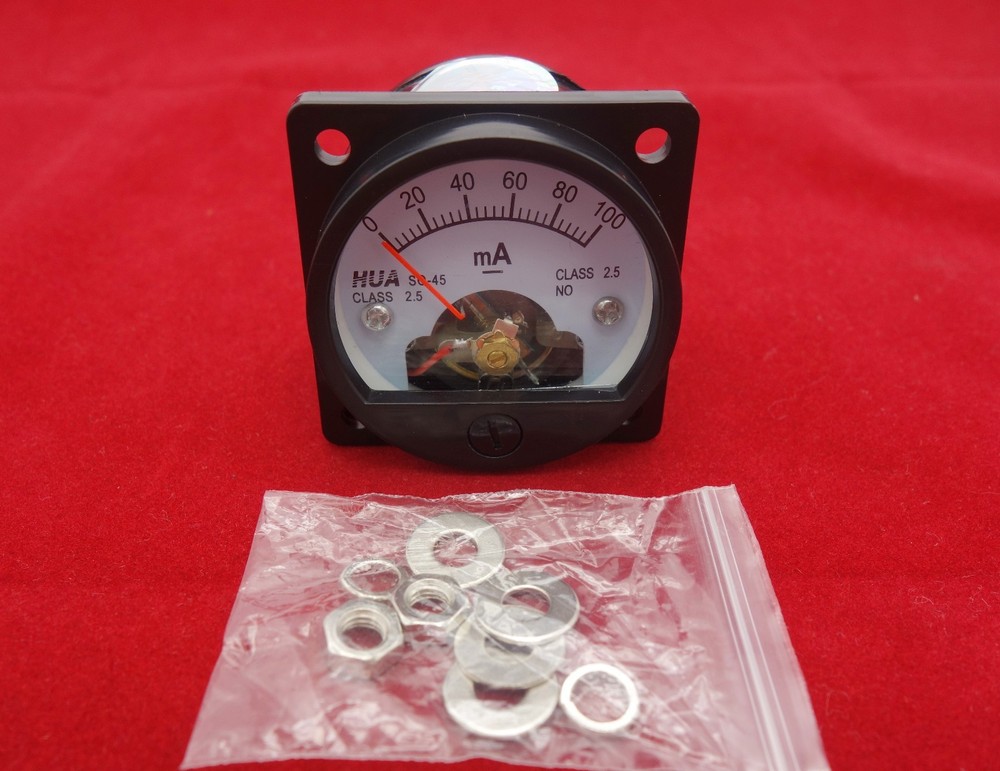 1PC DC 0-100MA Analog Ammeter Panel AMP Current Meter SO45 Cutout 45mm