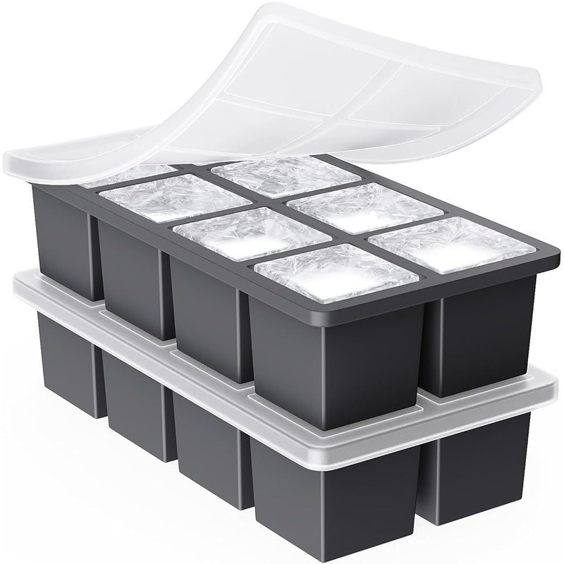 Large Silicone Ice Cube Tray Whiskey & Cocktails Easy Release Stackable New