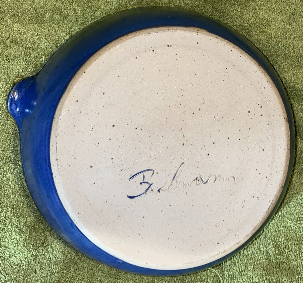 Blue Pottery Art Pottery Piece signed Bachmann