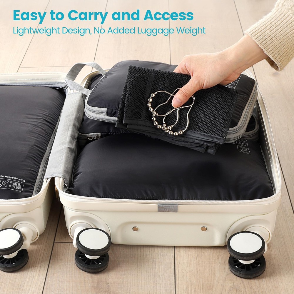 Compression Packing Cubes for Travel - 5 Set Compression Cubes Luggage Suitca...