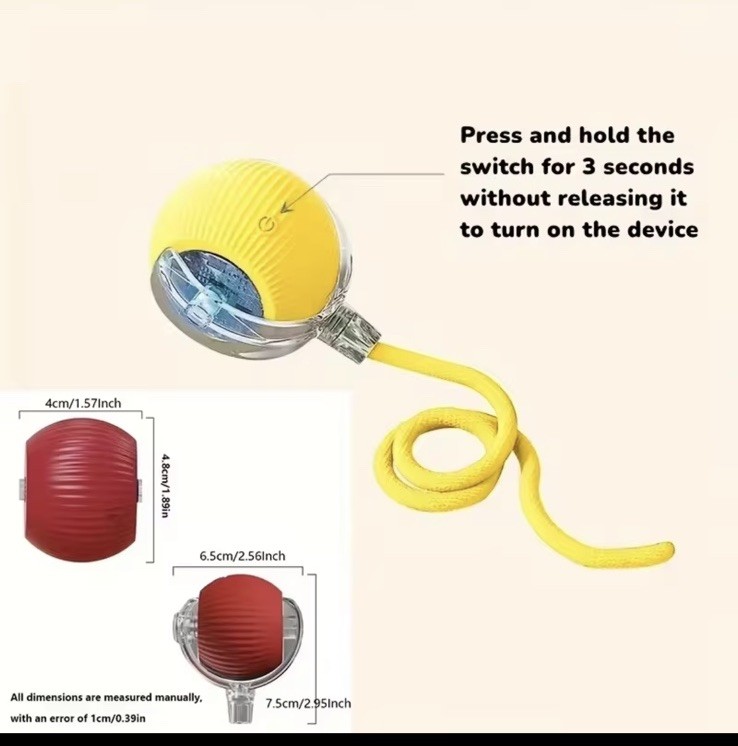 Interactive Smart Dog Cat Toy Tail Automatic Rolling Pet Ball Rechargeable PINK