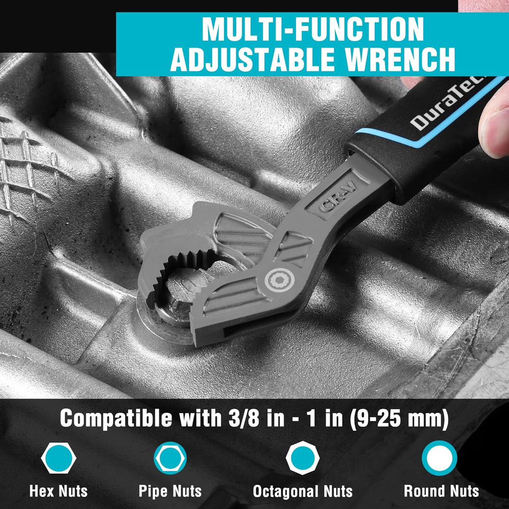 8-Inch Self-Adjusting Wrench, Multifunctional Self-Locking Wrench, Adjustable Si