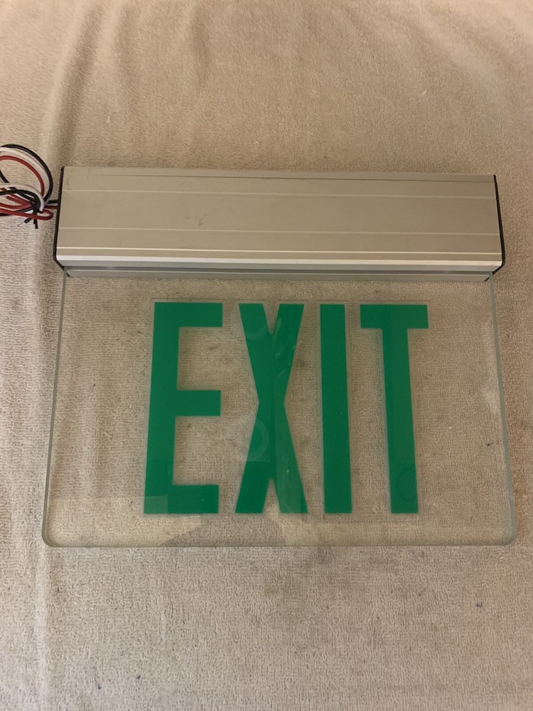 LED Emergency Exit Sign, Clear with Green Lettering