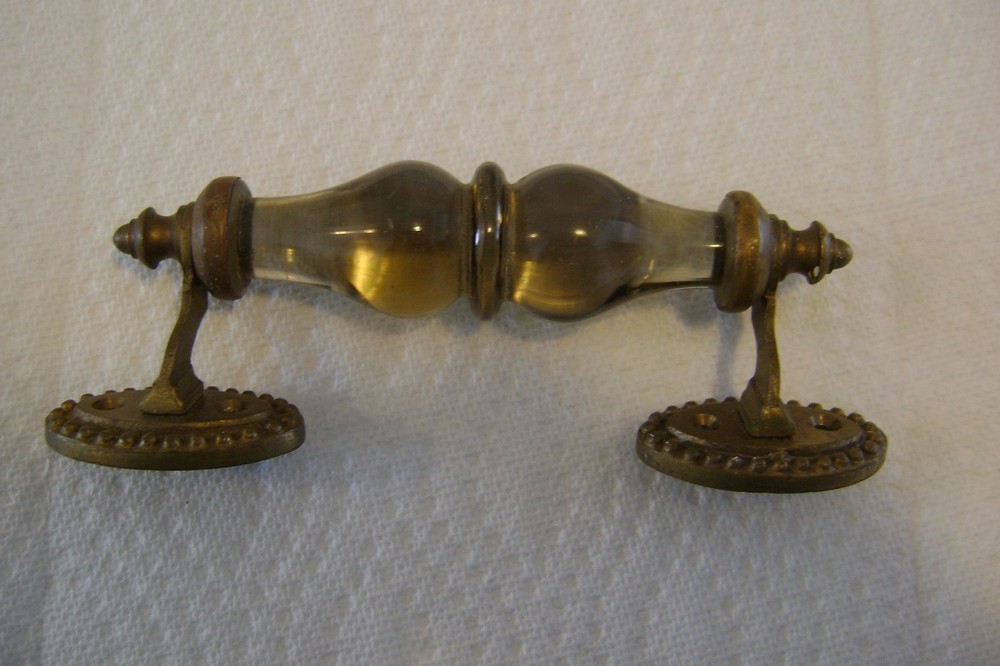 VINTAGE DRAWER PULL / HANDLE GLASS