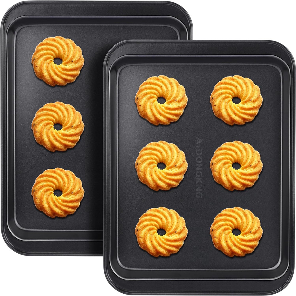 Small Cookie Sheets, Baking Pans, Nonstick Carbon Steel Baking Sheets, 2-Pack, 9