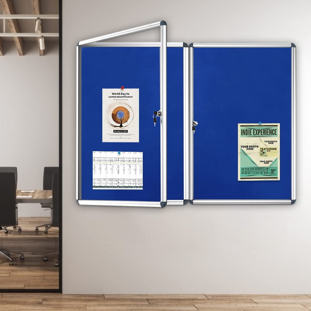 VIZ-PRO Tamperproof Lockable Noticeboard Class 1 Aluminium Framed