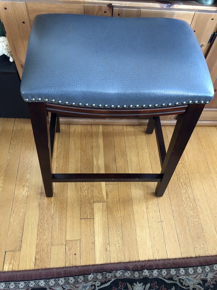Grey Faux Leather Bar Pub Stool
