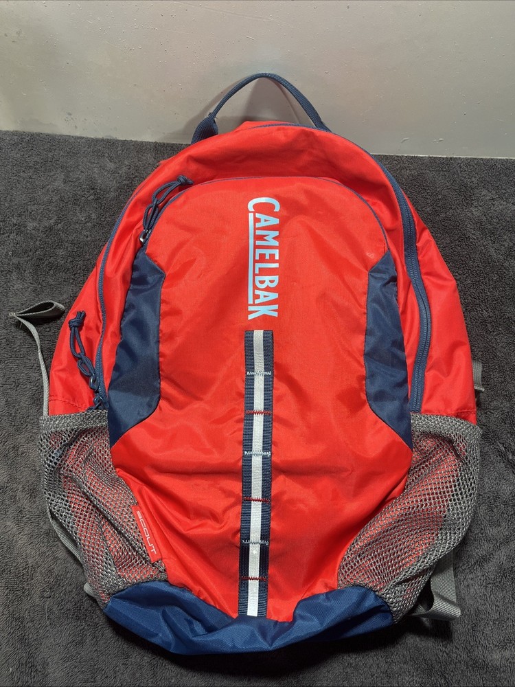 CamelBak Scout Hydration Backpack Red Blue Gray Reflective Stripes Kids
