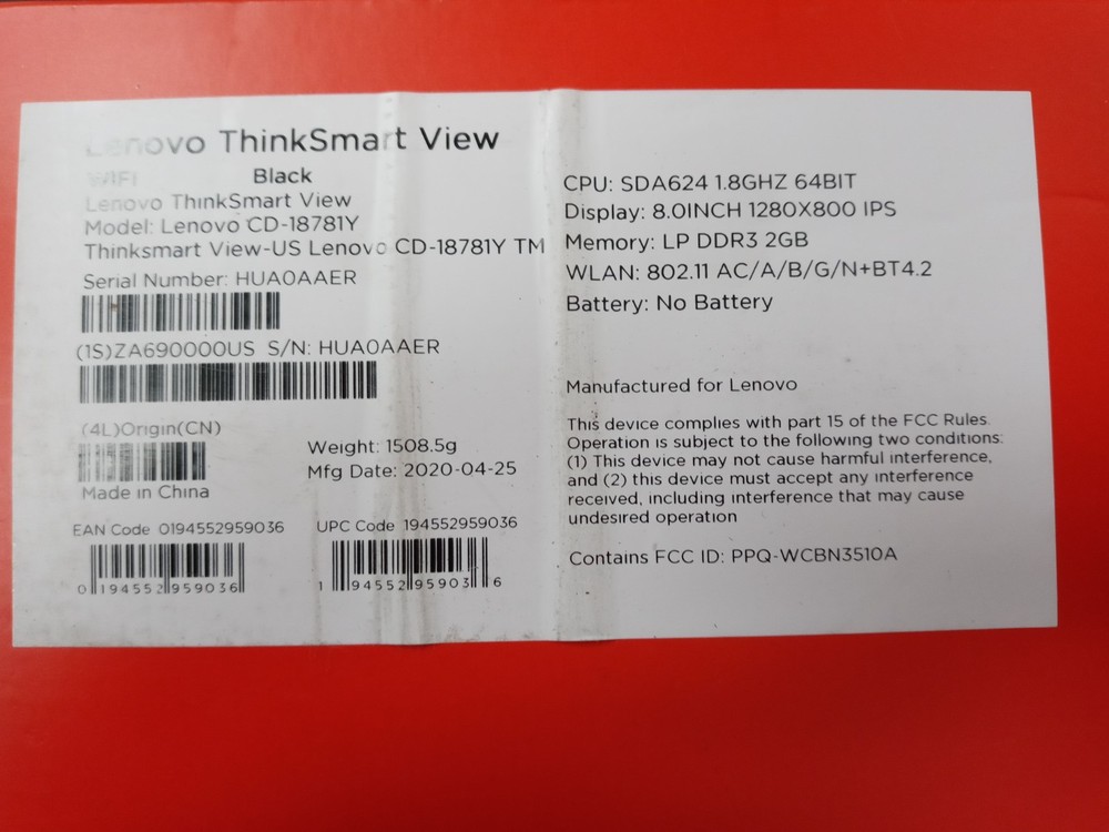 Lenovo Thinksmart View Teams Conference Device CD-18781Y