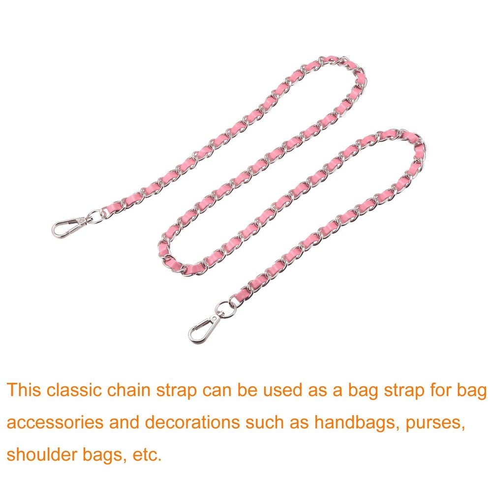 Purse Chain Strap, 47" Purse Strap Shoulder Bag Replacement Strap(Pink+Silver)