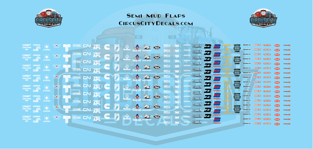 Semi Mud Flap Decal Set 1:87 Scale