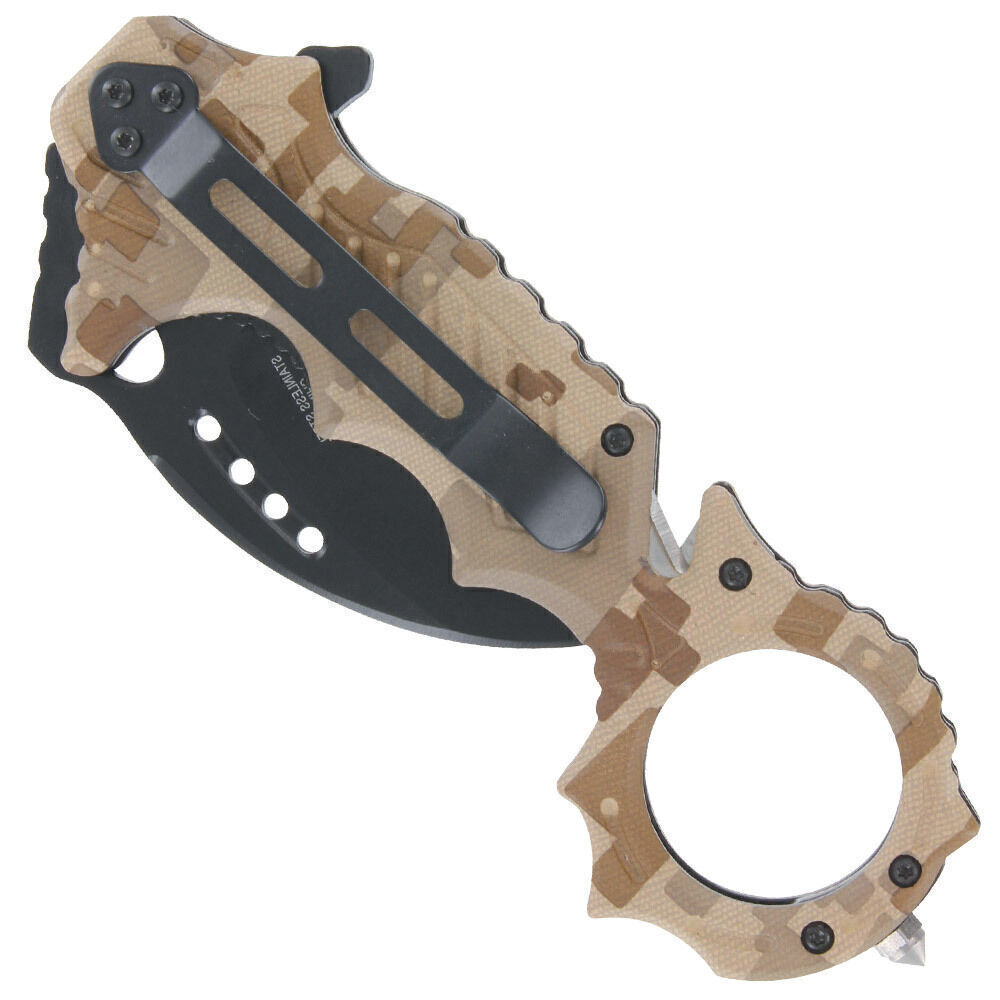 KARAMBIT Spring Assisted Tactical Folding Knife Emergency Blade Pocket Open
