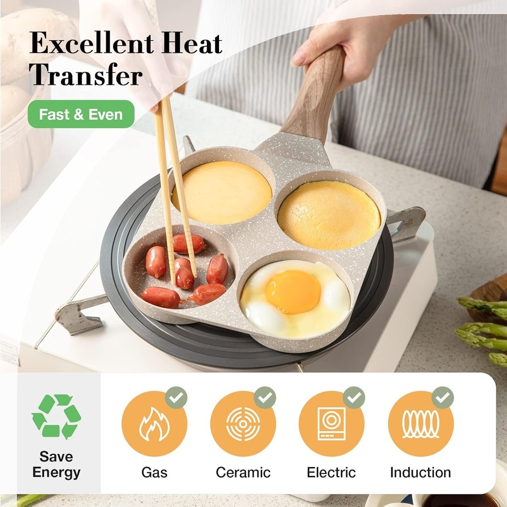 Eco-friendly Granite Non-Stick 4-Cup Egg Pan