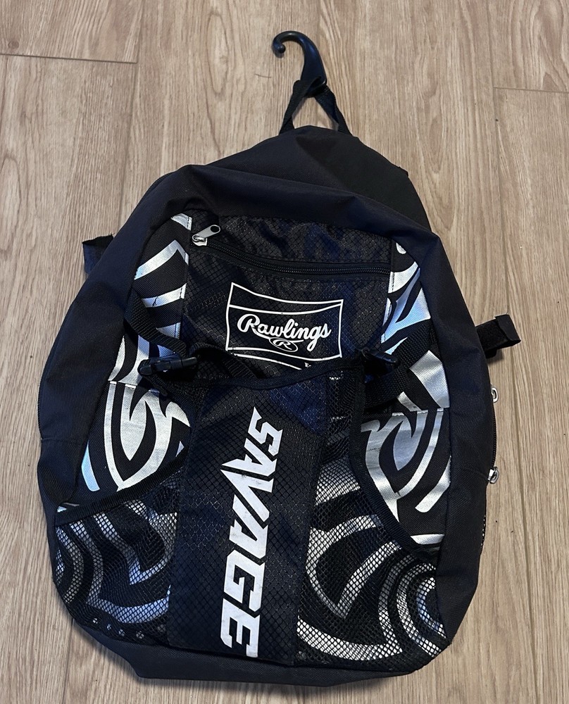 Rawlings Savage Baseball Equipment Backpack Black Polyester Bat Compartment